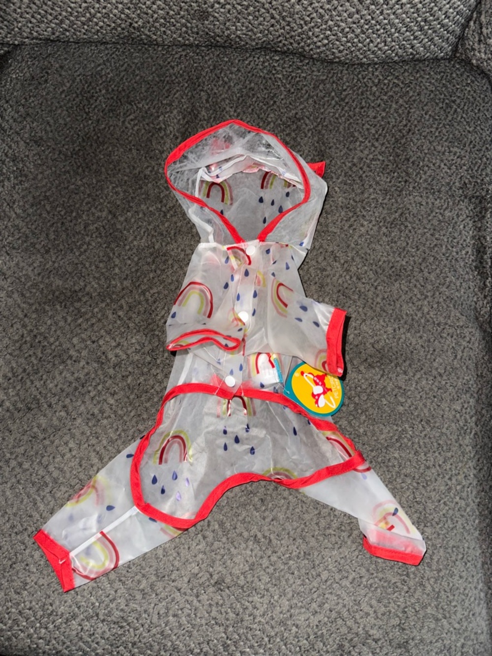 NWT Clear Raincoat Pet Jacket with Rainbow Print